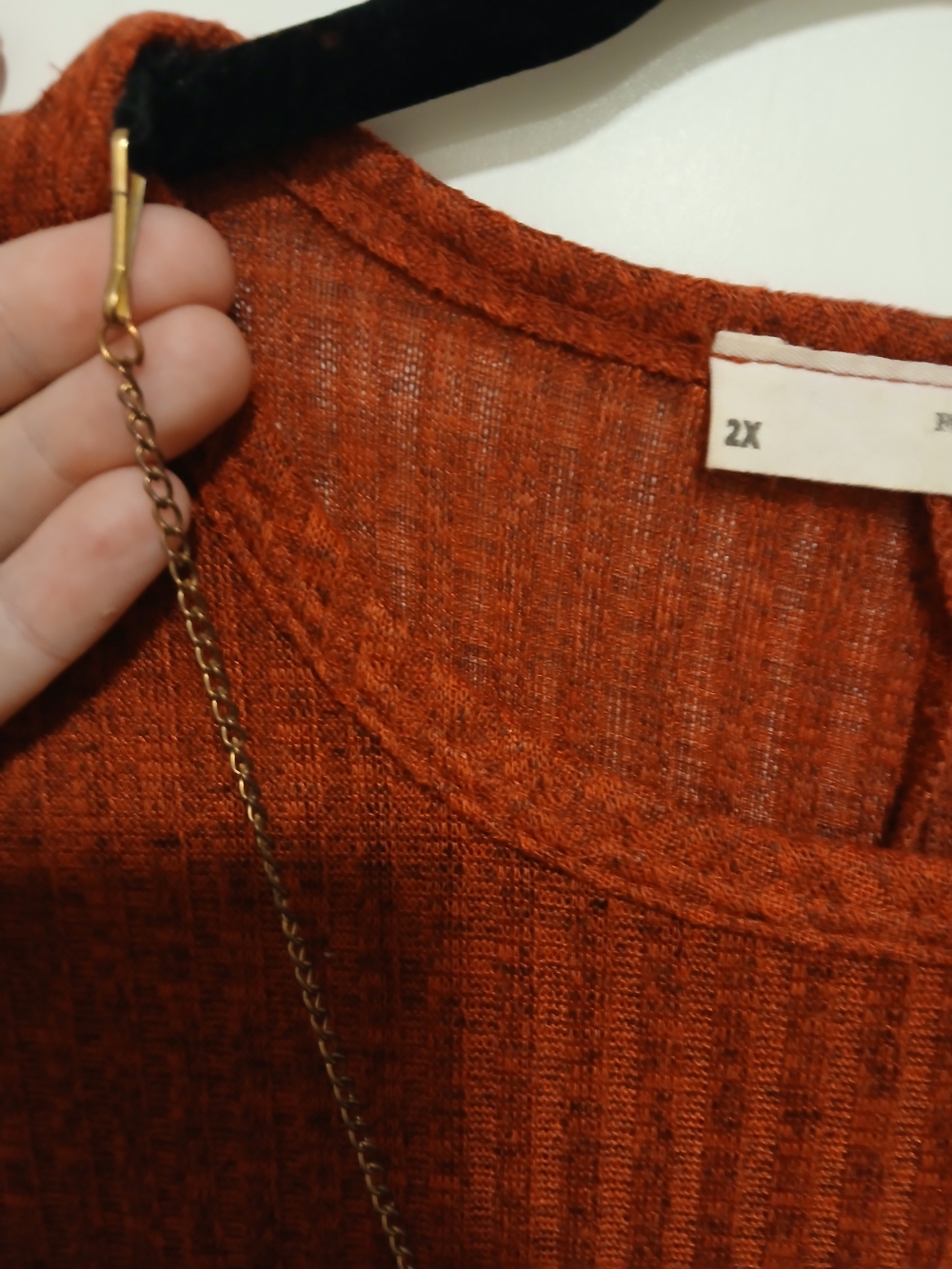 (Forever Rose) Rust Red Knit Shirt- 2X